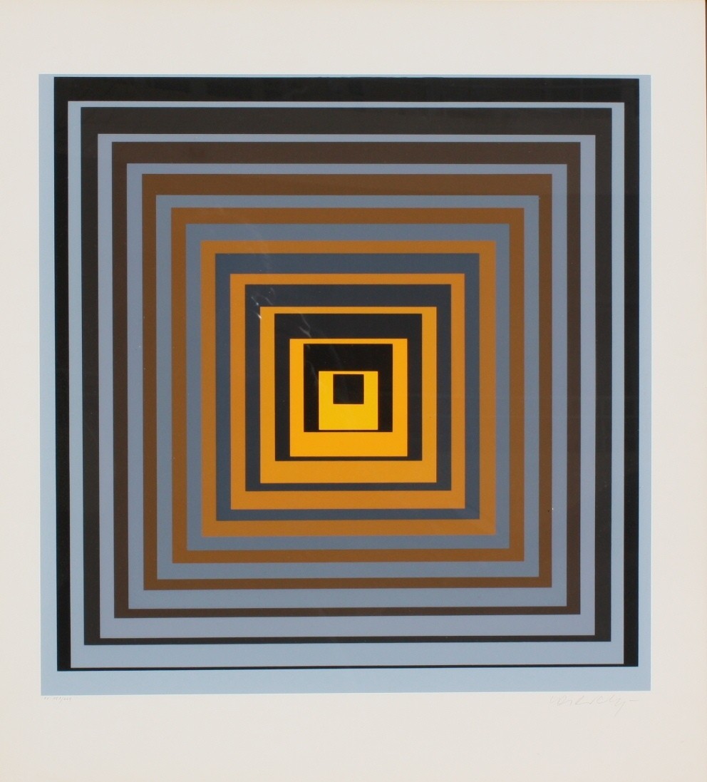 Victor VASARELY (1906-1997) Composition Sérigraphi: Victor VASARELY (1906-1997) Composition Sérigraphie en couleurs sur papier Signé en bas à droite. Numéroté FV 153/249 en bas à gauche. 70 x 65 cm