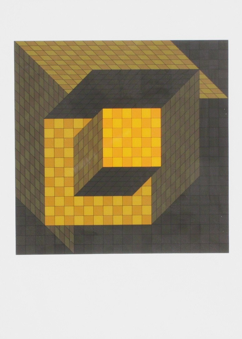 Victor VASARELY (1906-1997) Composition Sérigraphi: Victor VASARELY (1906-1997) Composition Sérigraphie en couleurs sur papier Signé en bas à droite. Numéroté FVP 8/15 en bas à gauche. 74 x 54,5 cm