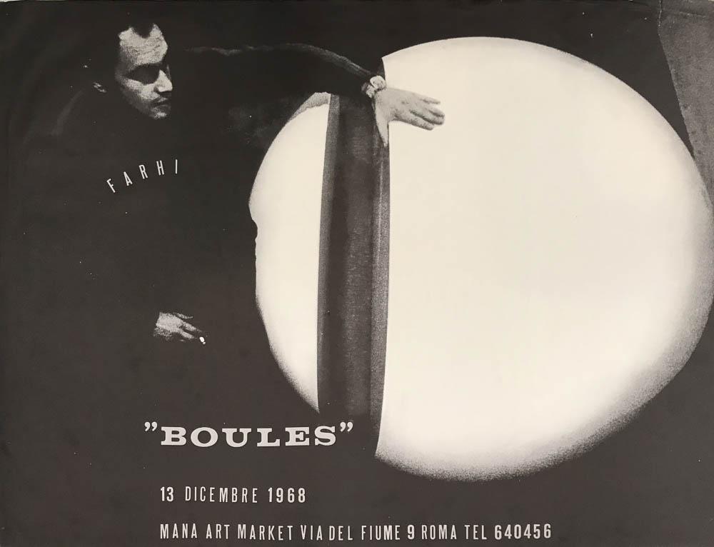 FARHI -4 AFFICHES DE GALERIE: Jean-Claude FARHI (1940-2012) Ensemble de quatre affiches de galerie pour des expositions de Jean-Claude Farhi : Nana Art Market (1968), galerie Arditti (1969), Galerie Ferrero (vers 1980), Galerie d&