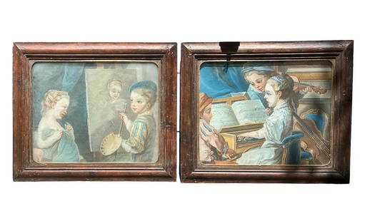 VAN LOO, D'APRÈS - ALLÉGORIE DES ARTS: Carle VAN LOO (1705-1765), d'aprèsAllégorie des artsPaire de pastels sur papier.52 x 64 cm