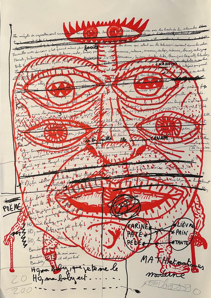 COMBAS, D'APRÈS - FEU D'ÉTÉ: Robert COMBAS (1957)Feu d’été - 1990Lithographie en couleurs, recto verso. Signé « Combas » au crayon en bas à droite et daté 90. Numéroté 20/200 en