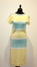97: COURREGES - Robe en coton rayé pastel jaune et bleu
