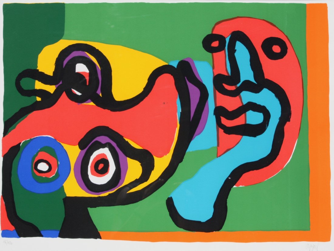 Karel APPEL (1921 – 2006) Personnage fantastique : Karel APPEL (1921 – 2006) Personnage fantastique Lithographie en couleurs sur papier Signé en bas à droite. Numéroté 16/120 en bas à gauche 59 x 76 cm
