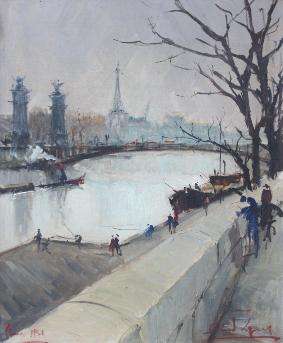 Bernard LIGNON (1928) Les quais à Paris-1951 Huil: Bernard LIGNON (1928) Les quais à Paris-1951 Huile sur toile. Signé en bas à droite, situé et daté en bas à gauche. 56 x 46 cm.