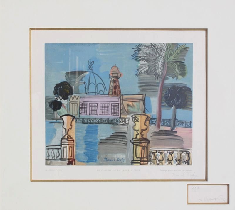 Raoul DUFY (1877-1953) Le Casino de la jetée à Nice: Raoul DUFY (1877-1953) Le Casino de la jetée à Nice Impression offset. Signé et numéroté 81/100 en bas à droite. 24 x 28 cm.