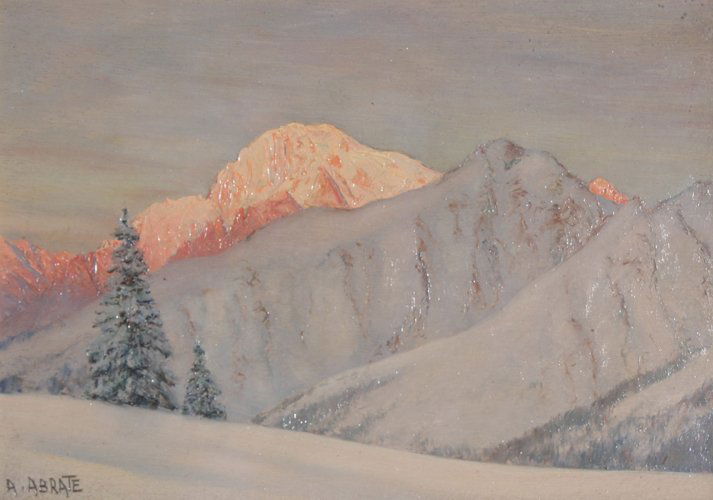 Angelo ABRATE (1900-1985) Paysage de Montagne Hui: Angelo ABRATE (1900-1985) Paysage de Montagne Huile sur panneau. Signé en bas à gauche. 23 x 33 cm