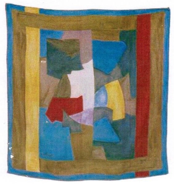 Serge POLIAKOFF (1900-1969), d'après Composition abstra: Serge POLIAKOFF (1900-1969), d'après Composition abstraite Foulard en soie imprimé en onze couleurs, rouloté main HOREV Paris Editeur 90 x 90 cm
