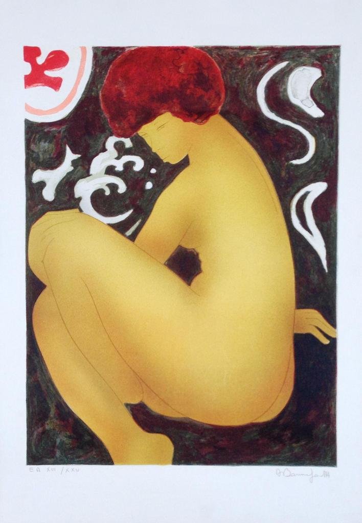 Alain BONNEFOIT (1937) Nu féminin Lithographie en: Alain BONNEFOIT (1937) Nu féminin Lithographie en couleurs sur papier. Signé en bas à droite. Justifié E.A 16/25 en bas à gauche 72 x 52 cm