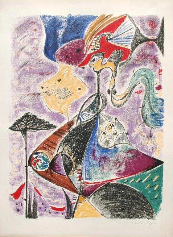 André MASSON ( 1896 - 1987 ) Composition Lithographie: André MASSON ( 1896 - 1987 ) Composition Lithographie en couleurs sur papier . Signé en bas à droite . Numéroté 95 / 125 en bas à gauche 76 x 55 cm