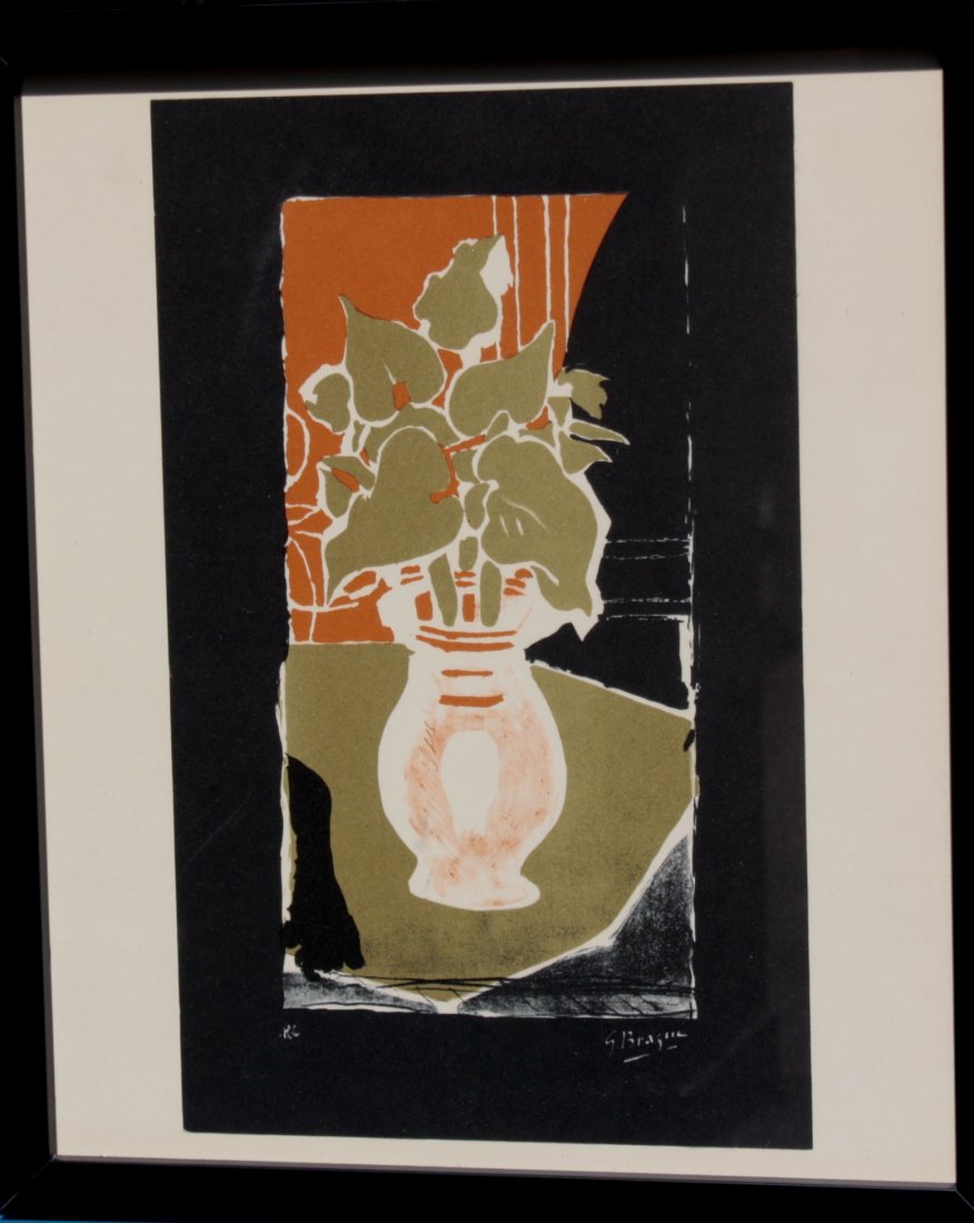 Georges BRAQUE (1882-1963), d'après Bouquet - Visage De: Georges BRAQUE (1882-1963), d'après Bouquet - Visage Deux estampes en couleurs sur papier. Signé en bas à droite (planche) 30,5 x 26 cm