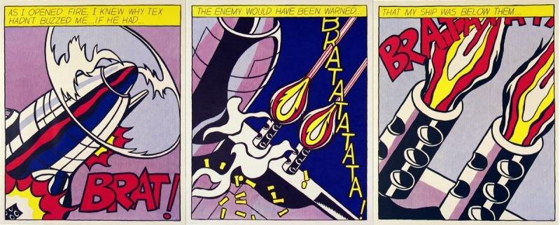 Roy LICHTENSTEIN (1923-1997 ), d'après As I opened fir: Roy LICHTENSTEIN (1923-1997 ), d'après As I opened fire… - 1966 Triptyque - Sérigraphies en couleur sur papier . 64,5 x 52,5 cm (chaque) Bibliographie : The Prints of Roy Lichtenstein Catalogue Ra