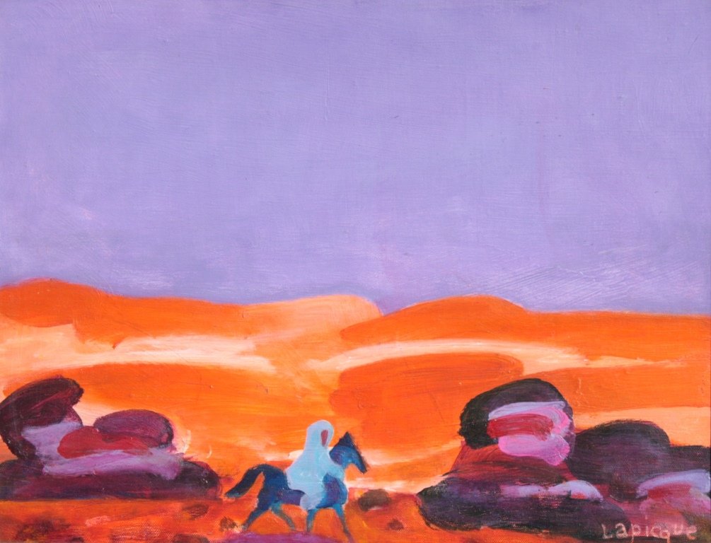 Charles LAPICQUE (1898-1988) La nuit dans le désert -: Charles LAPICQUE (1898-1988) La nuit dans le désert - 1975 Huile sur toile. Signé en bas à droite. 27 x 35 cm