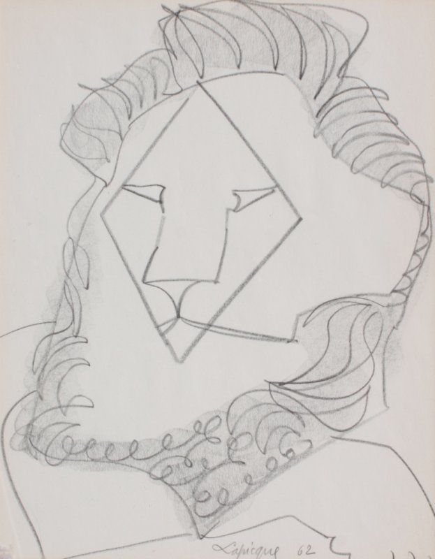 Charles LAPICQUE (1898-1988) Le Lion Amoureux, 1962: Charles LAPICQUE (1898-1988) Le Lion Amoureux, 1962 Fusain sur papier Signé et daté en bas 47 x 37 cm
