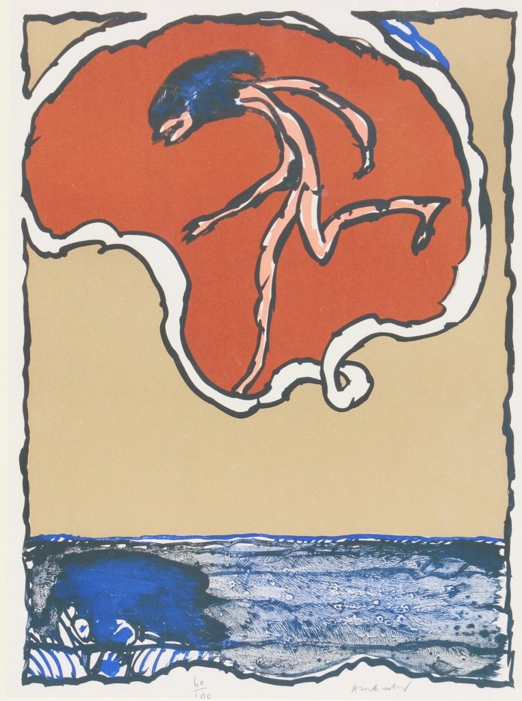 Pierre ALECHINSKY (né en 1927) Flying objects, 1977: Pierre ALECHINSKY (né en 1927) Flying objects, 1977 Lithographie en couleurs sur papier. Signé en bas à droite (hors planche). Numéroté 60/100 64 x 47 cm