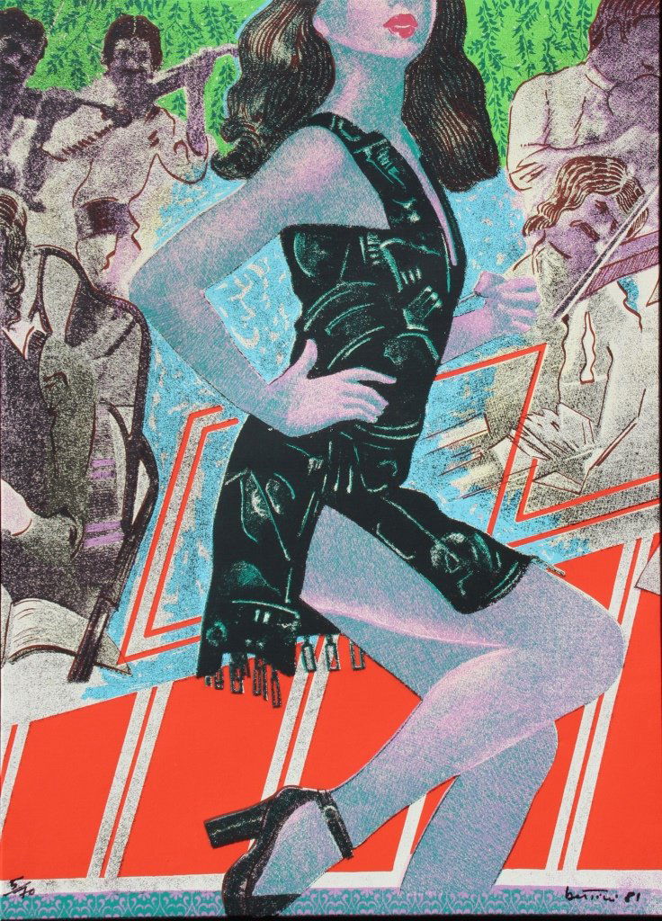 Gianni BERTINI (1922-2010) Flamenco, 1981 Sérigraphie: Gianni BERTINI (1922-2010) Flamenco, 1981 Sérigraphie sur toile Signé et daté en bas à droite Numéroté 5/70 Certificat et signature au dos 79 x 57 cm