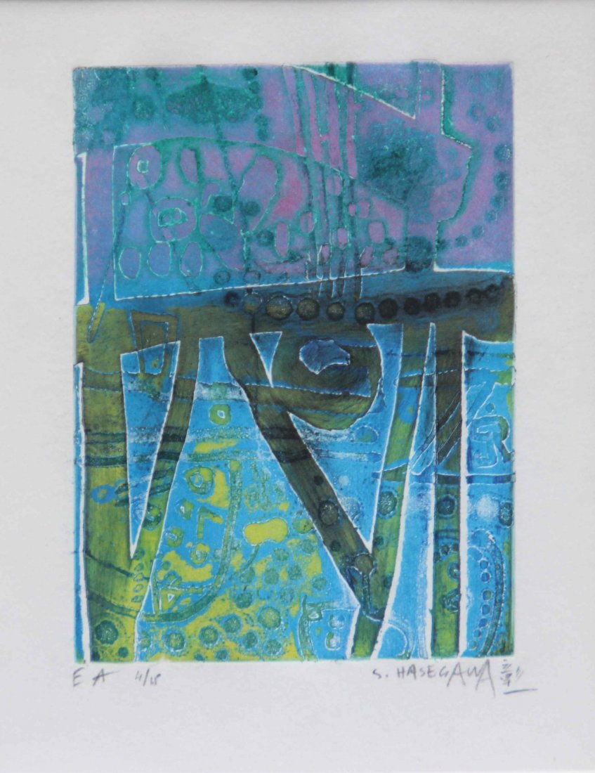 Shoichi HASEGAWA (né en 1929) Blue. Lithographie en: Shoichi HASEGAWA (né en 1929) Blue. Lithographie en couleurs sur papier. Justifié EA. Numéroté 4/15. Signé en bas à droite. 26,5 x 21 cm