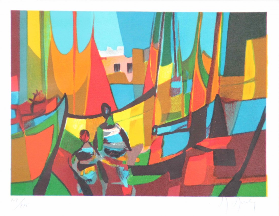 Marcel MOULY (1918-2008) Les marins grecs. Lithographie: Marcel MOULY (1918-2008) Les marins grecs. Lithographie en couleurs sur papier. Numéroté 202/275 Signé en bas à droite. 21 x 28 cm