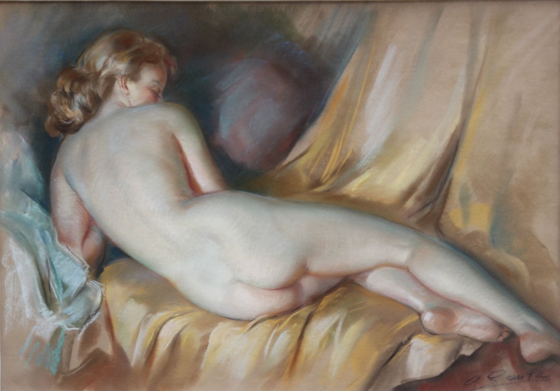 "Albert GENTA (1901-1989) Nu de dos allongé. Pastel. Si: "Albert GENTA (1901-1989)Nu de dos allongé.Pastel.Signé en bas à droite.57,5 x 42,5 cm"