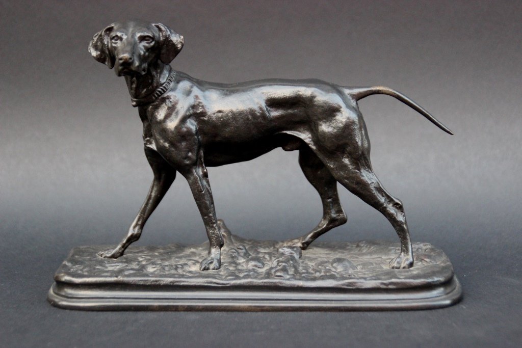 Pierre-Jules MÈNE (1810-1879) Epreuve en bronze: Pierre-Jules MÈNE (1810-1879) Epreuve en bronze figurant un chien de chasse Signature sur la terrasse H : 13 cm