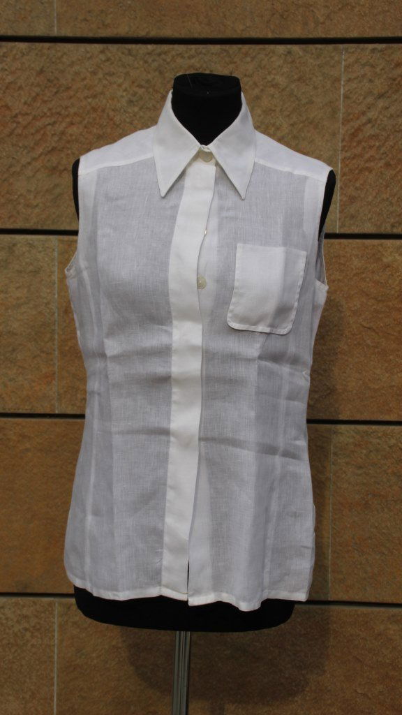 LANVIN Chemisier sans manche en lin blanc Taille 40 Bon: LANVIN Chemisier sans manche en lin blanc Taille 40 Bon état