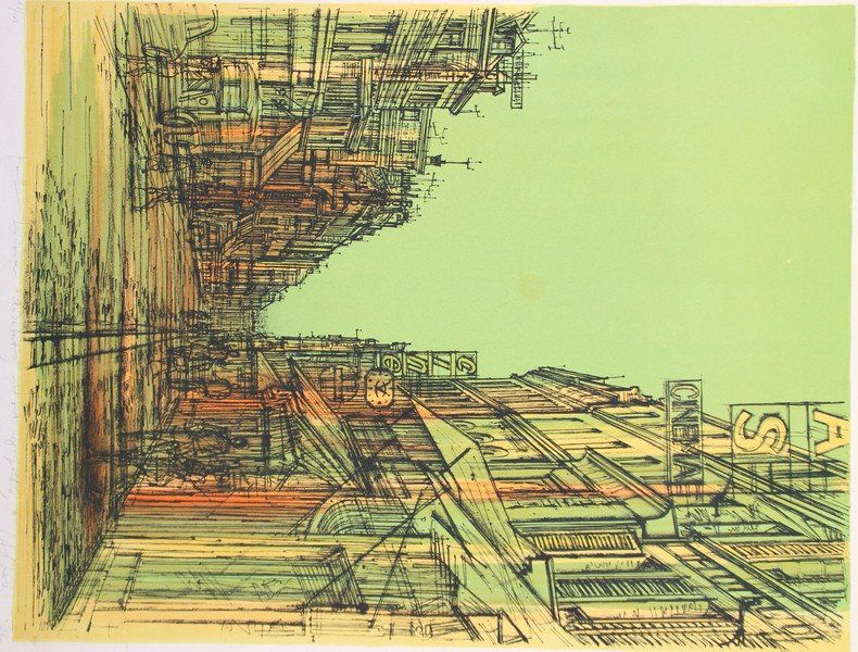 Jean CARZOU (1907-2000) La rue des cinémas. (1 of 1)