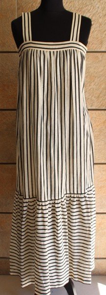 SAINT LAURENT Rive Gauche Robe en coton rayé bleu: SAINT LAURENT Rive Gauche Robe en coton rayé bleu marine Et blanc Taille 36 Vers 1970/80 Etat d'usage