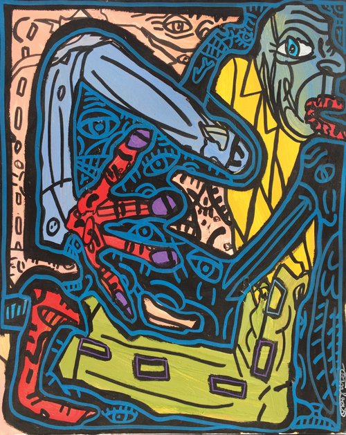 Robert COMBAS (1957) Snake , 2000 Acrylique sur toile.: Robert COMBAS (1957) Snake , 2000 Acrylique sur toile. Signé en bas à droite 81 x 65 cm