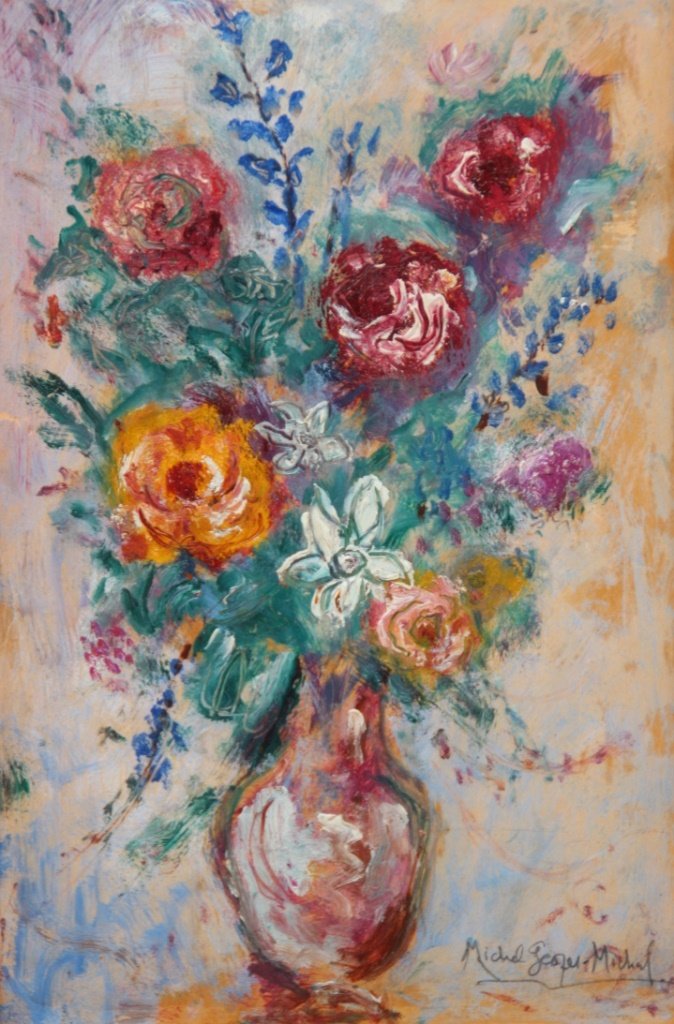 Michel GEORGES-MICHEL (1883-1985) Bouquet de fleurs: Michel GEORGES-MICHEL (1883-1985) Bouquet de fleurs Gouache sur carton. Signé en bas à droite 34,5 x 21,5 cm (déchirure)
