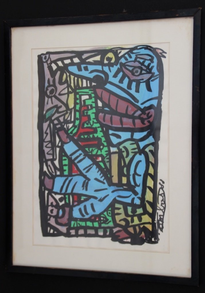 Robert COMBAS (1957) L'homme à trois doigts - 1988: Robert COMBAS (1957) L'homme à trois doigts - 1988 Technique mixte sur papier. Signé et daté en bas à droite 30 x 21 cm