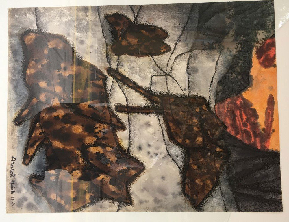 Annalies NELCK (1925) Chien allongé- Nov 1965 Gouache: Annalies NELCK (1925) Chien allongé- Nov 1965 Gouache sur papier signé et daté en bas à droite 64,5 x 50 cm