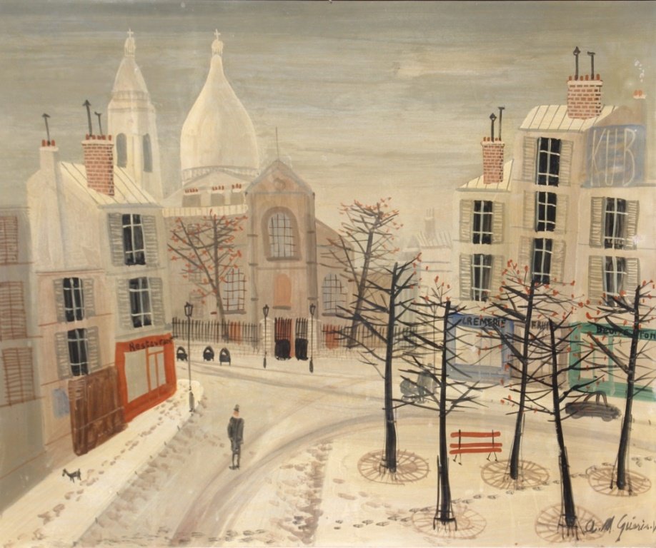 Armand GUERIN (1913-1983) Vue de Montmartre Huile sur: Armand GUERIN (1913-1983) Vue de Montmartre Huile sur panneau. Signé en bas à droite 54 x 65 cm