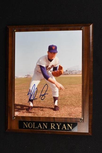 Nolan Ryan N.Y. Mets Signed 8 x 10 photo plaque, COA (1 of 4)