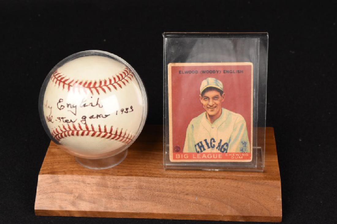 Elwood "Woody" English Signed BB & Goudey Card (1 of 8)