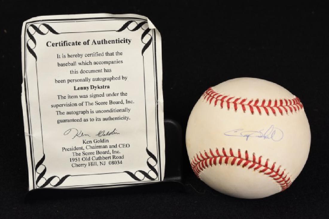 Lenny Dykstra Single Signed Baseball, COA (1 of 6)