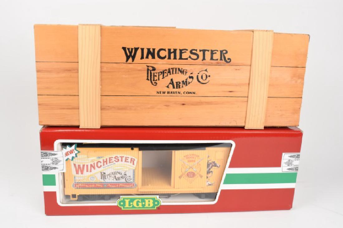 LGB 1894-1994 Winchester Centennial Boxcar: LGB 1894 -1994 Winchester Centennial Boxcar #47670 in box. Contact our recommended 3rd party "for profit" shipper Pak Mail at (260) 637-4809 or contact@pakmailshipsfortwayne.com for shipping quote PRI