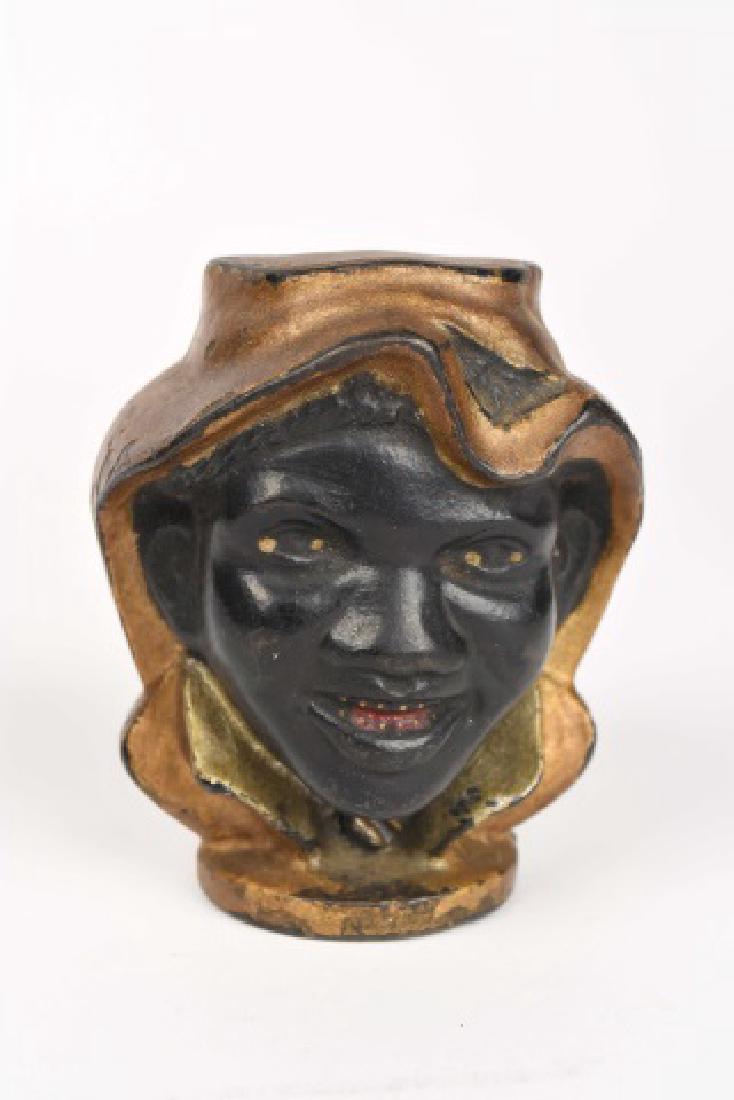 Two Faced Black Boy Cast Iron Bank - A.C. Williams (1 of 5)