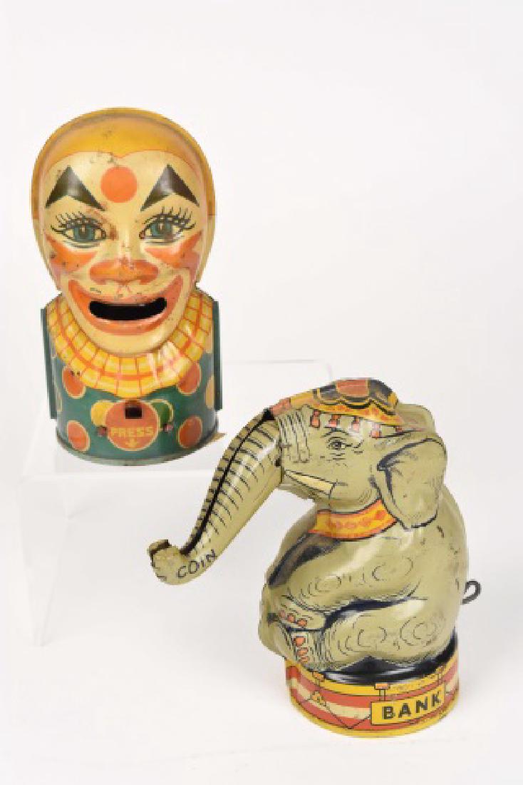 Chein Clown & Elephant Tin Litho Banks (1 of 10)