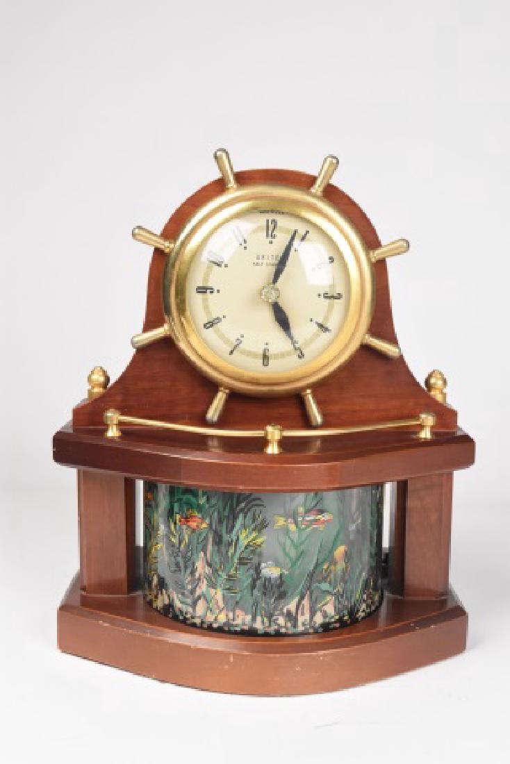 1950's United Ships Wheel Aquarium clock, WORKS! (1 of 5)