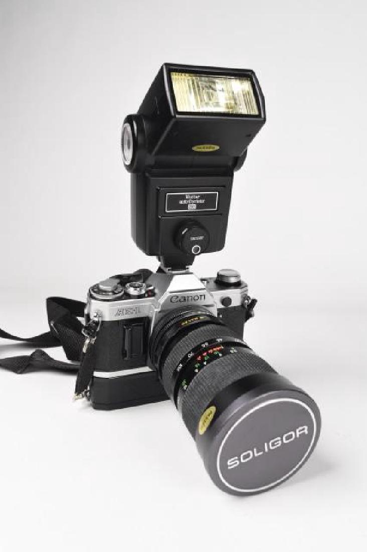 Canon AE 1 35 mm camera w/ Soligor macro lens (1 of 10)