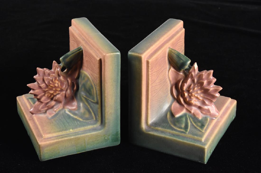Roseville Pottery Bookends; Water Lily (1 of 7)