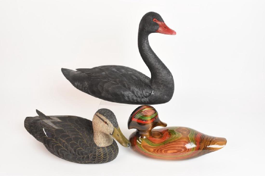 DEJ Swan & (2) Duck Decoys, artist signed (1 of 10)