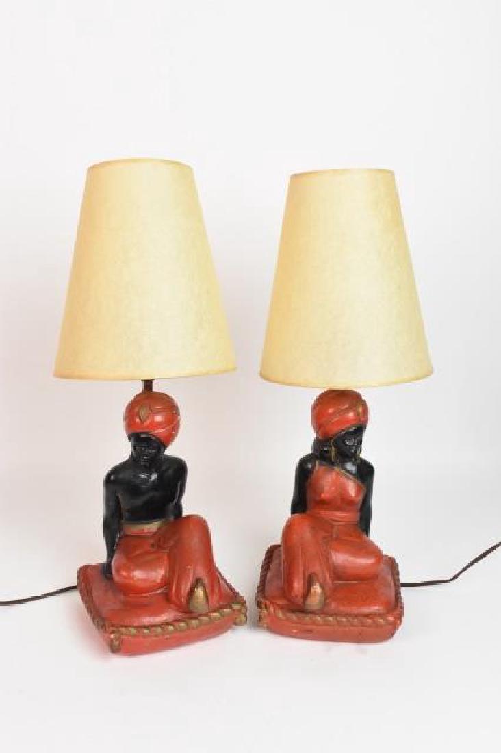 Rare Pair of Vintage Chalkware Blackmoor Lamp (1 of 5)