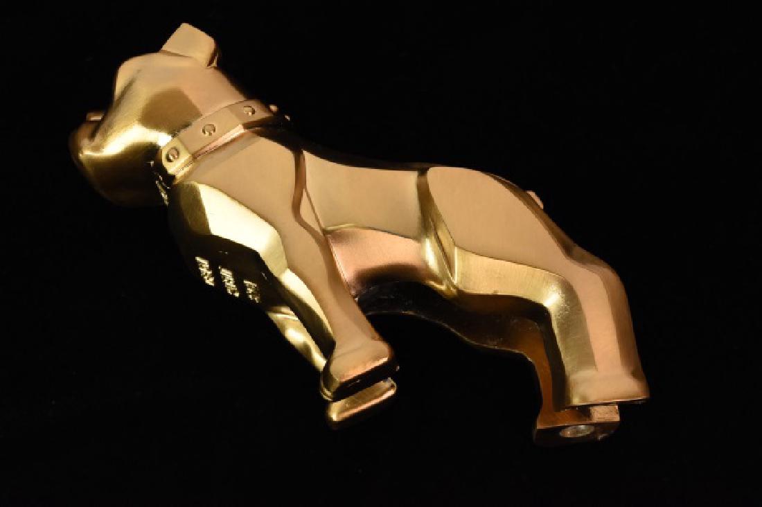 Vintage Mack Truck Bulldog Hood Ornament: Vintage Mack Truck Bulldog Hood Ornament in original box, gold toned. Original patent #87931. This piece is in good condition. Contact our recommended 3rd party "for profit" shipper Pak Mail at (260) 