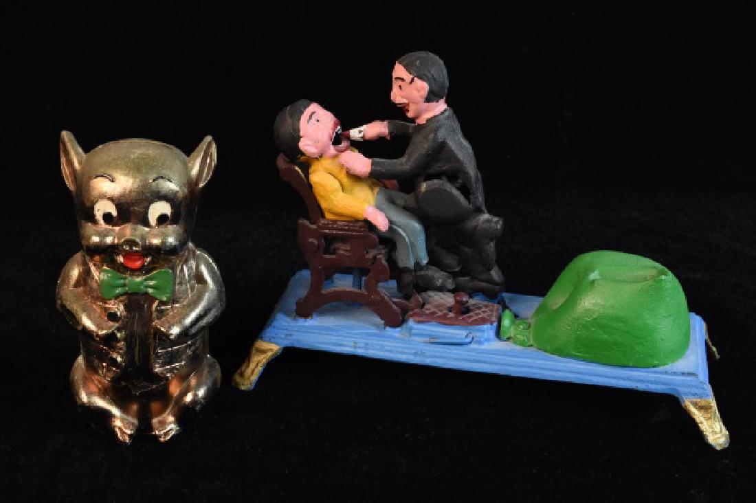 Mechanical Cast Iron Dentist Bank & Still Porky Pig (1 of 9)