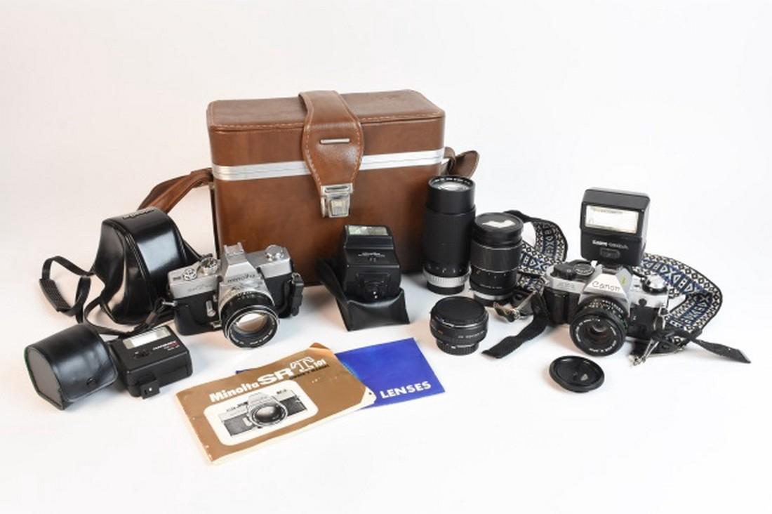 (2) Canon, Minolta Cameras, Lens & Flashes (1 of 8)