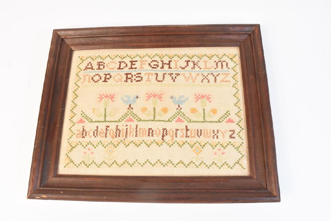 Framed Alphabet Sampler With Trees & Birds (1 of 2)