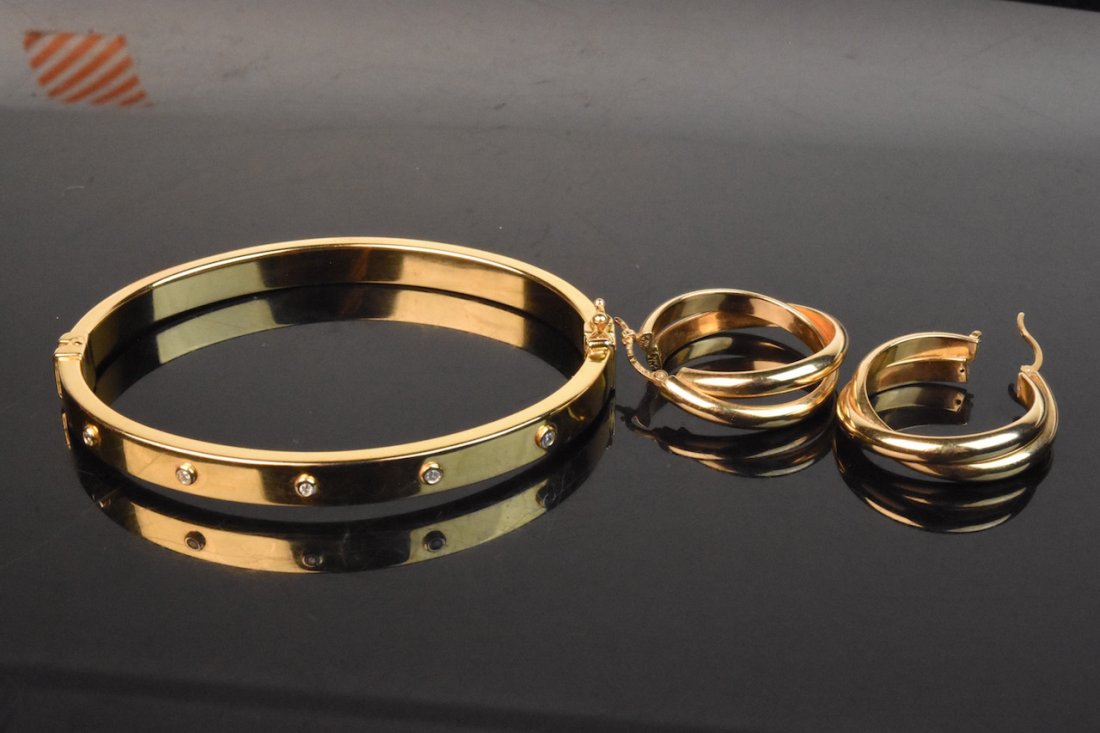 14K Gold Women's Earrings and Bracelet (1 of 4)