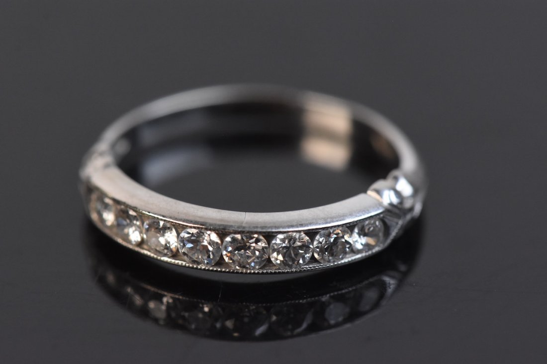 14K White Gold Band with (8) Diamonds (1 of 3)