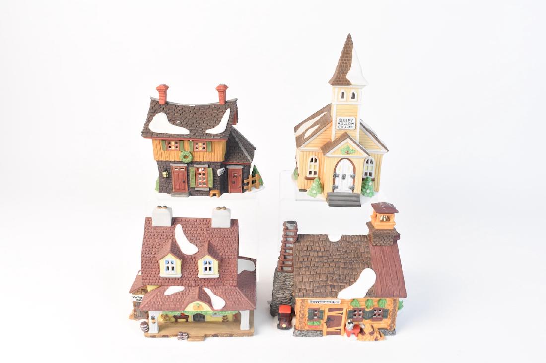 (4) Dept 56 Porcelain Sleepy Hollow Village (1 of 4)