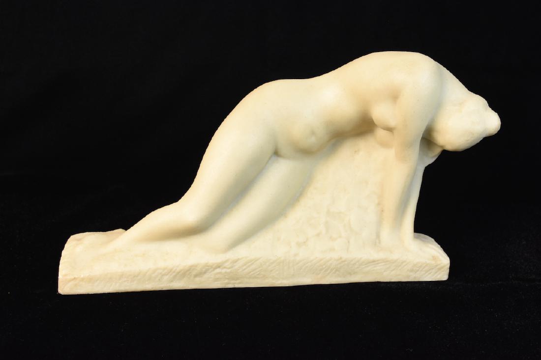 ORG Vincent Glinsky Awakening Sculpture: Award winning artist Vincent Glinsky sculpture titled Awakening. His depiction of a nude woman is a work of elegant simplicity. It was hand cast in marble-white Foundry-Stone. It has an engraved signa